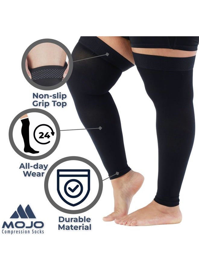 Mojo Compression socks Mojo Compression Full Leg Sleeve for Women and Men 20-30mmHg Plus Size - Footless Thigh High Compression Socks for Varicose Veins Circulation, Swelling, Edema - Black, 6X-Large - A609 - Image 4