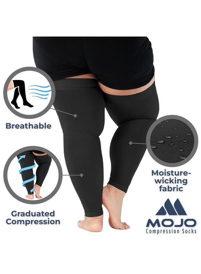 Mojo Compression socks Mojo Compression Full Leg Sleeve for Women and Men 20-30mmHg Plus Size - Footless Thigh High Compression Socks for Varicose Veins Circulation, Swelling, Edema - Black, 6X-Large - A609 - Image 3