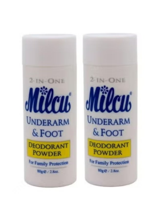 Under Arm & Foot Powder 80 g 2 pcs