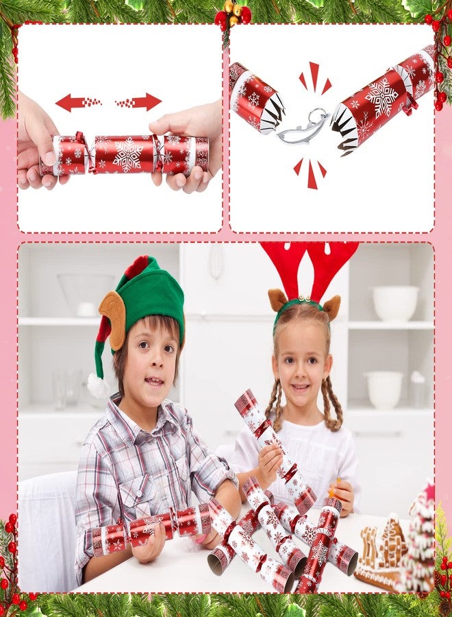 FunsLane 12 Pack 10" Luxurious Red & White Snowflake Design Table Favors with Party Hat, Joke & Xmas Gift for Kids Christmas Parties & Holidays - Image 4