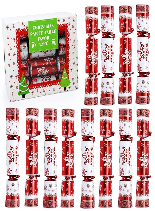 FunsLane 12 Pack 10" Luxurious Red & White Snowflake Design Table Favors with Party Hat, Joke & Xmas Gift for Kids Christmas Parties & Holidays - Image 1
