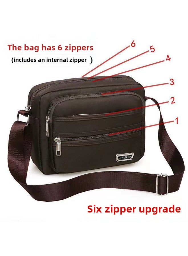 Business Bag Men's And Women's Nylon Wallet Canvas Charging Bag Cashier Shoulder Messenger Bag OxFord Cloth Bag Korean Style Shoulder Bag-Color:Multi-layered Letters Khaki  - Image 3