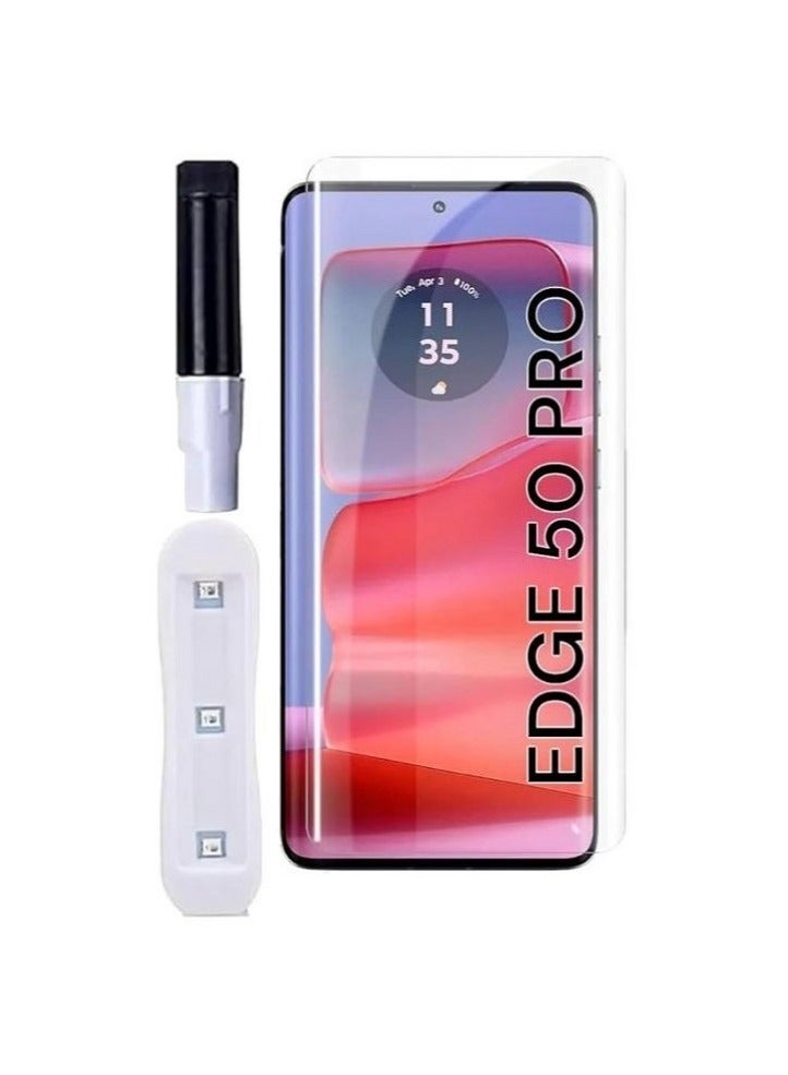 For Motorola Edge 50 Pro We are pleased to offer a Curved Glass Screen Protector featuring Full UV Glue and LED Lamp Curing, Delicate Touch, and Anti-Explosion designed explicitly for Motorola Edge 50 Pro - Image 1