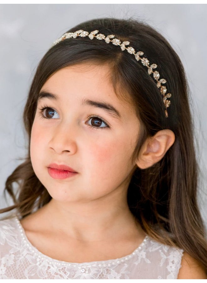 SWEETV Rose Gold Flower Girl Headband For Wedding Baby Girl Headpiece Princess Crystal Floral Hair Accessories For Birthday Party, Photography  - Image 2