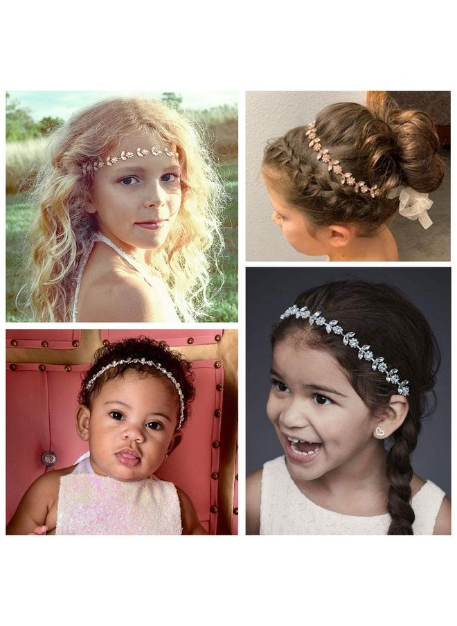 SWEETV Rose Gold Flower Girl Headband For Wedding Baby Girl Headpiece Princess Crystal Floral Hair Accessories For Birthday Party, Photography  - Image 4