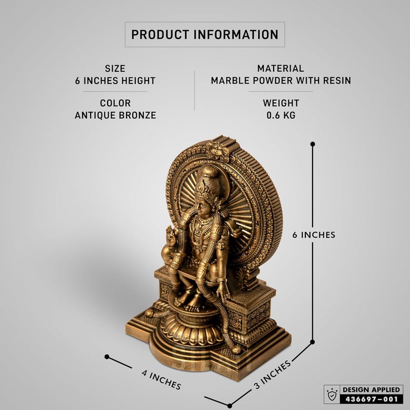 SILAII Sabarimala Lord Ayyappan Divine Sculpture 6 INCH - Image 2