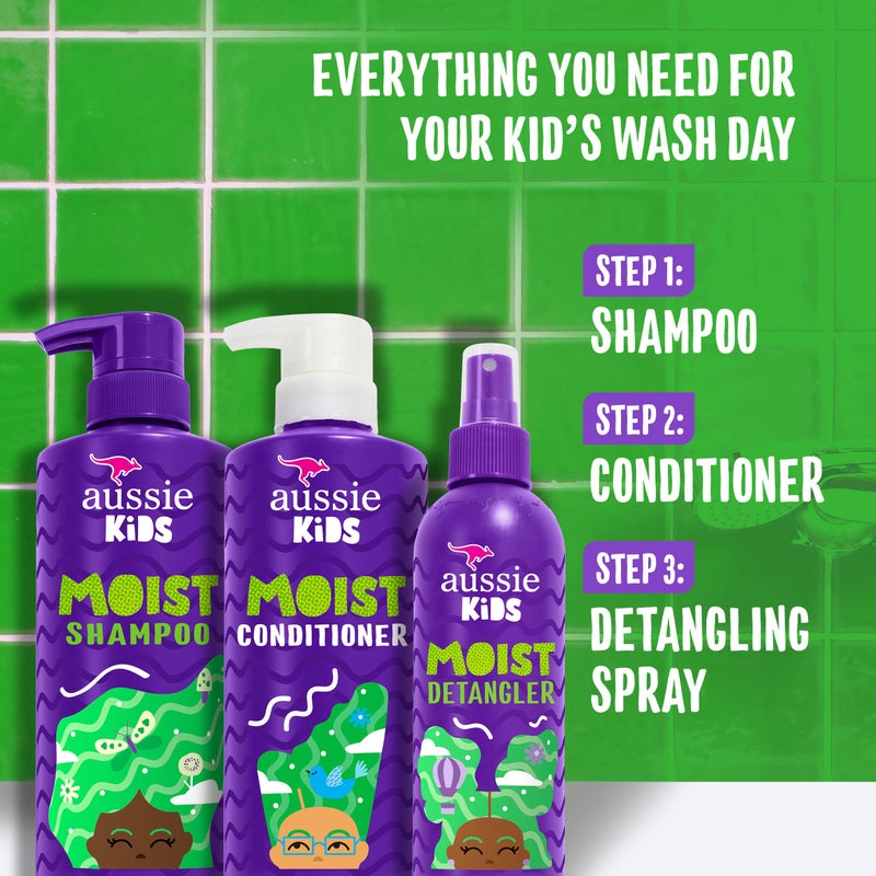 Aussie Kids Hair Care Bundle Set Including: Shampoo (16 Fl Oz), Conditioner (16 Fl Oz)  Detangler Spray (8 Fl Oz), Paraben- Freem Sulfate-Free, Dye-Free, Cruelty-Free, Tangle-Free Styling - Image 5