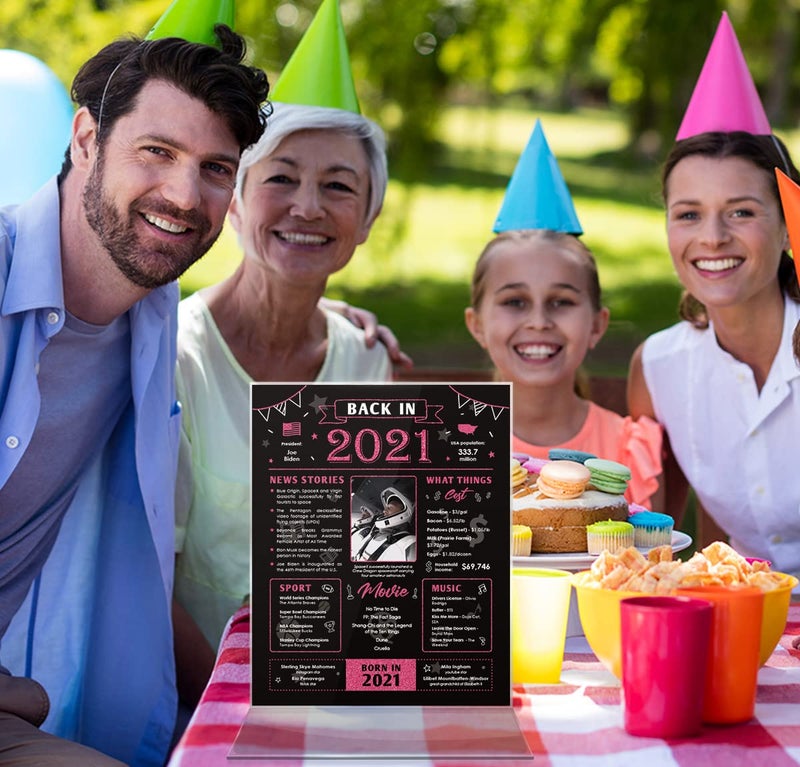 Paintio Back in 2021 Birthday Card - 3rd Birthday Gift - 3rd Birthday Decoration for Her or Him - Table Centerpiece for 3 Years Old Birthday Party - Black and Pink Poster [Unframed 8x10] - Image 3