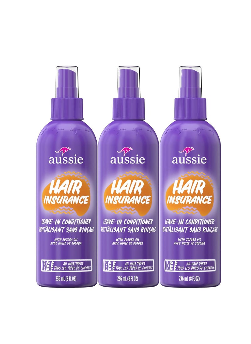 Aussie Aussie Hair Insurance Leave-In Conditioner Spray, Frizz Control, Softening with Jojoba & Sea Kelp, Moisturizing Treatment for All Hair Types, Juicy Citrus, 8 Fl Oz Each, Triple Pack  - Image 1