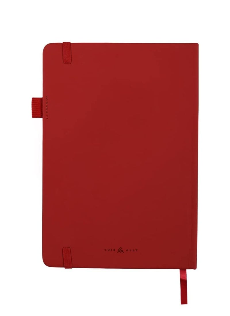Cuir Ally Dexter Smart Erasable & Reusable Notebook ( Red), For Goals & Time Management, Includes Pen