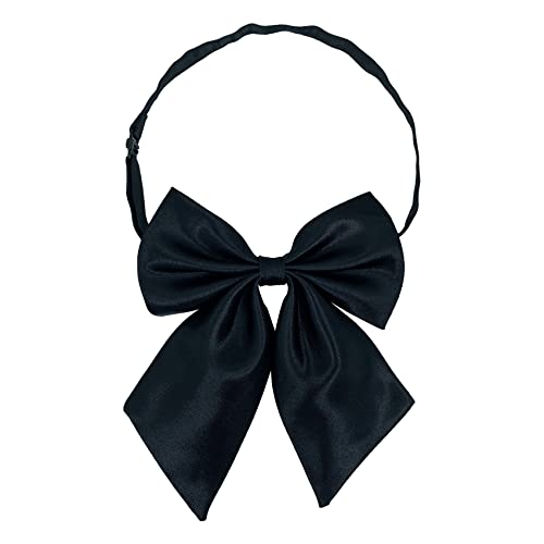 SYAYA Bow Tie for Women & Teen Girls, Ladies Elegant Satin Bowtie for School Uniforms Graduation or T-shirt Accessory W-B1 (Black) - Image 1