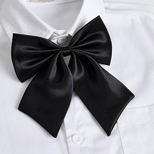 SYAYA Bow Tie for Women & Teen Girls, Ladies Elegant Satin Bowtie for School Uniforms Graduation or T-shirt Accessory W-B1 (Black) - Image 2