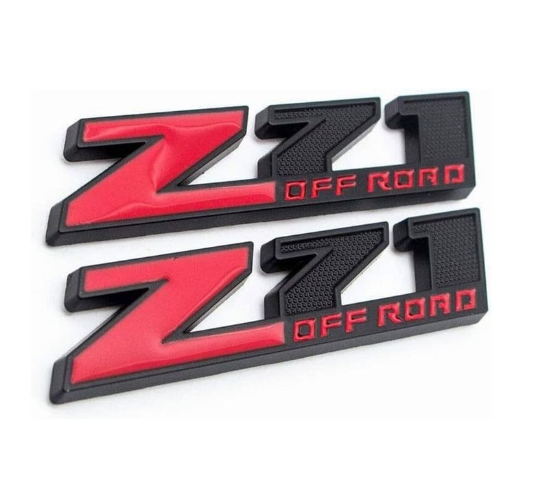 Aimoll 2pcs Small Size Z71 Off Road Emblems3D Aolly Decal Emblems for GMC Chevy Silverado Sierra Suburban Colorado Black Red