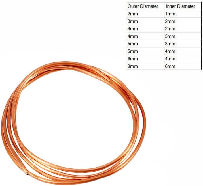 OD 13/64 in x ID 7/64 in Soft Coil Copper Tubing, Refrigeration Tube Microbore Copper Pipe - Length 3.28 Ft - Image 2