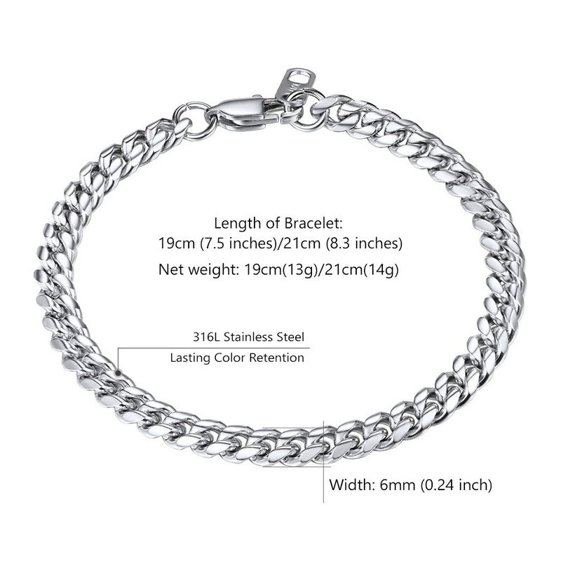 PROSTEEL Chain Bracelet for Men Cuban Link Chains 6mm Bangle Man Mens Jewelry Stainless Steel Bracelets - Image 2