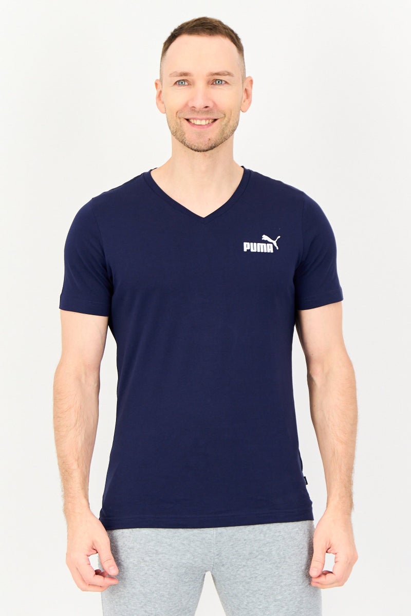 PUMA تي شيرت أساسي للرجال بقصة عادية بأكمام قصيرة، لون كحلي - Image 1