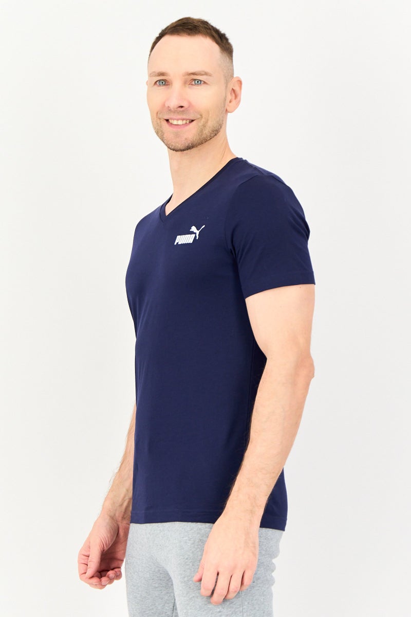 PUMA تي شيرت أساسي للرجال بقصة عادية بأكمام قصيرة، لون كحلي - Image 3