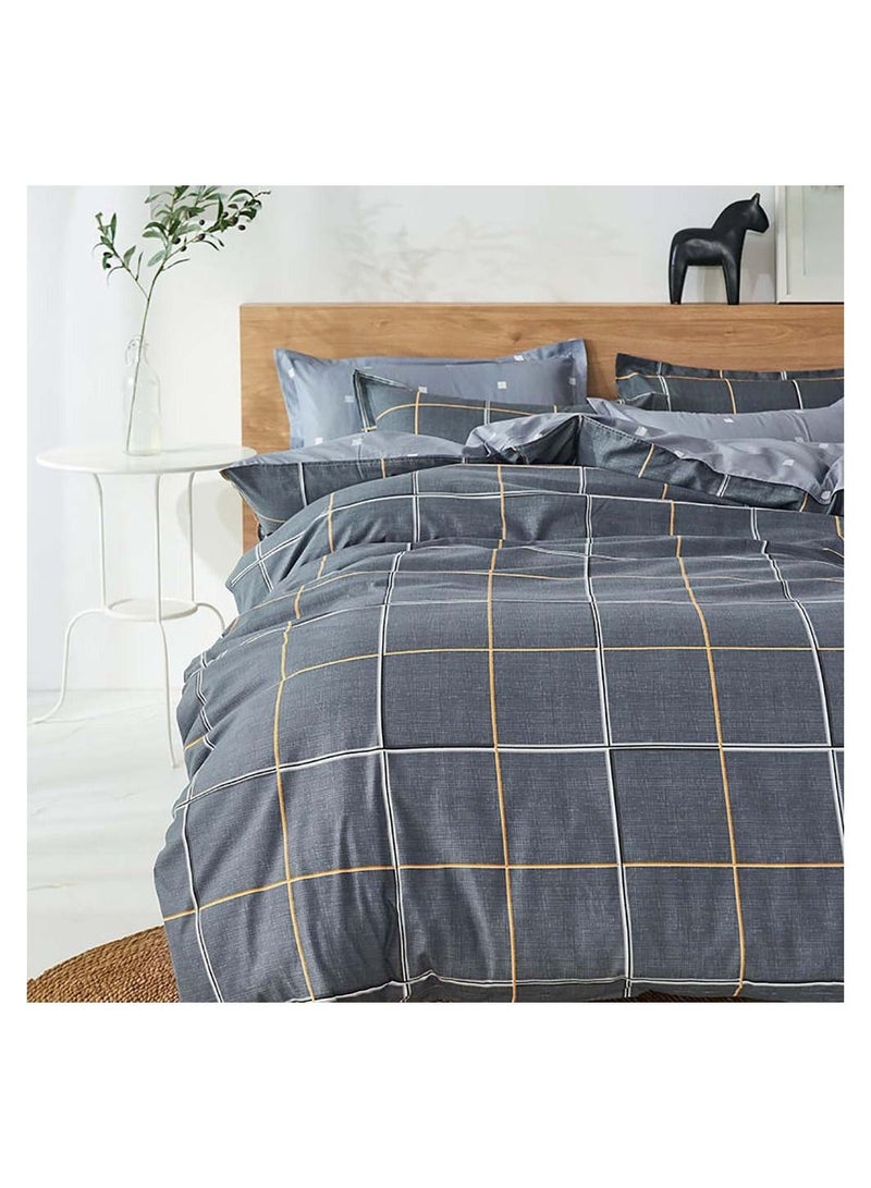 شاربدو طقم ملاءة سرير من 4 قطع فاخرة من ألياف القطن الناعم مع 1 لحاف / غطاء لحاف ، 1 ملاءة مسطحة و 2 كيس وسادة مفرد 2 متر (200 * 230 سم) سرير - Image 3