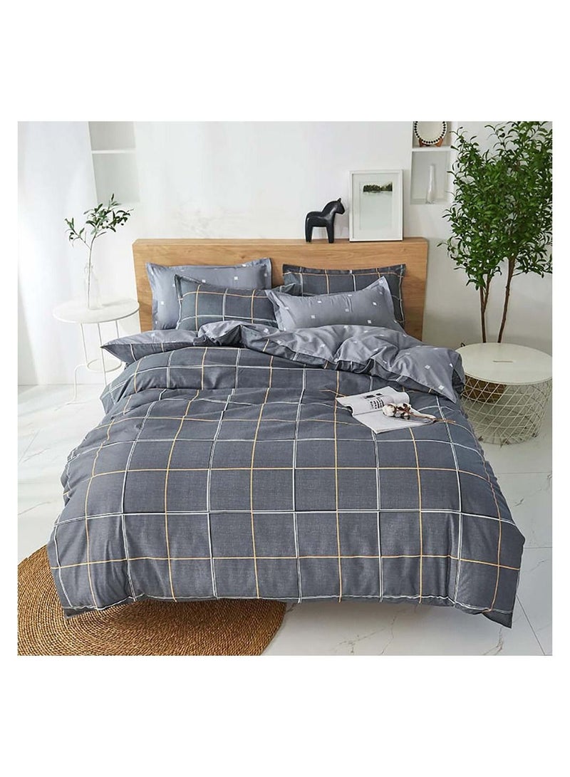 شاربدو طقم ملاءة سرير من 4 قطع فاخرة من ألياف القطن الناعم مع 1 لحاف / غطاء لحاف ، 1 ملاءة مسطحة و 2 كيس وسادة مفرد 2 متر (200 * 230 سم) سرير - Image 1