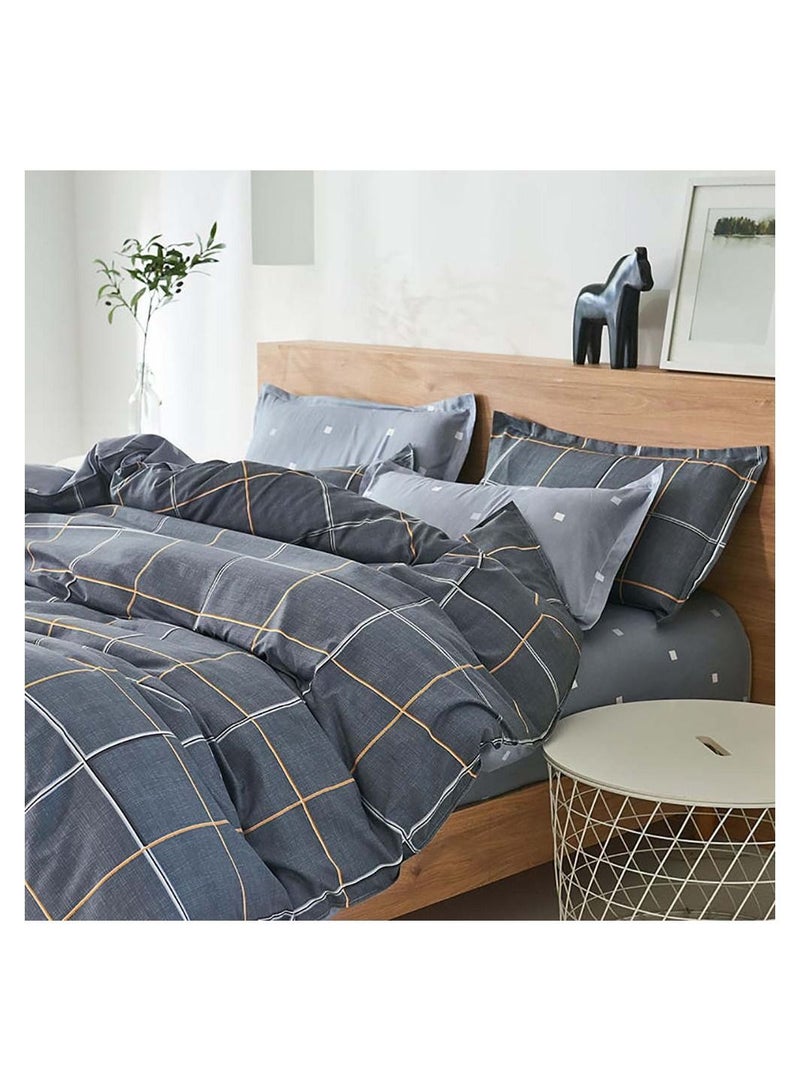 شاربدو طقم ملاءة سرير من 4 قطع فاخرة من ألياف القطن الناعم مع 1 لحاف / غطاء لحاف ، 1 ملاءة مسطحة و 2 كيس وسادة مفرد 2 متر (200 * 230 سم) سرير - Image 2