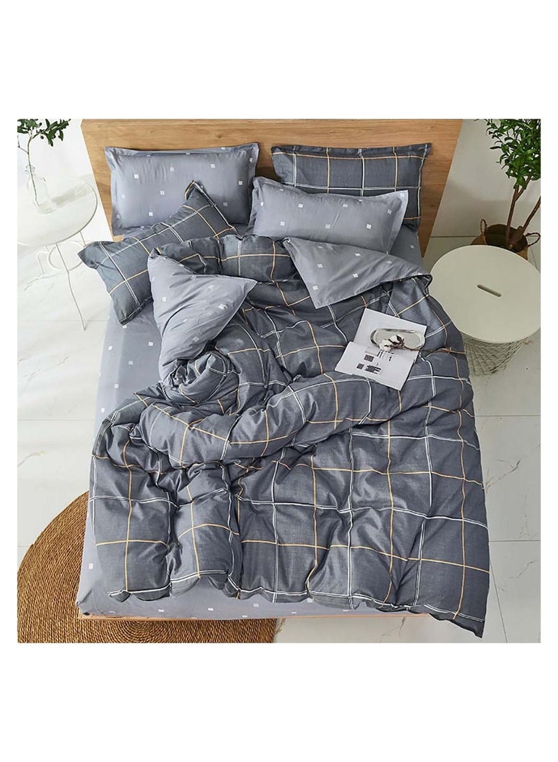 شاربدو طقم ملاءة سرير من 4 قطع فاخرة من ألياف القطن الناعم مع 1 لحاف / غطاء لحاف ، 1 ملاءة مسطحة و 2 كيس وسادة مفرد 2 متر (200 * 230 سم) سرير - Image 5