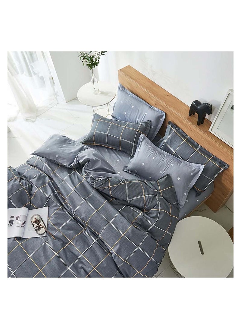 شاربدو طقم ملاءة سرير من 4 قطع فاخرة من ألياف القطن الناعم مع 1 لحاف / غطاء لحاف ، 1 ملاءة مسطحة و 2 كيس وسادة مفرد 2 متر (200 * 230 سم) سرير - Image 4