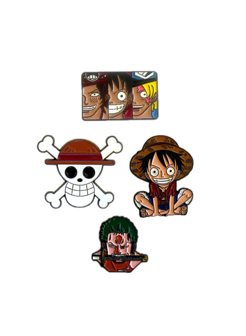 One Piece 4 pieces of Metal stickers - One Piece stickers - Premium Quality Metal for Mobile, Laptop, Backpacks and more. - Image 1