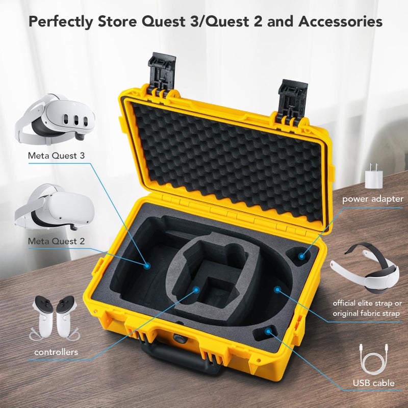 Lykus حافظة صلبة مقاومة للماء Lykus Titan OQ200، تعمل مع Quest 3S/Quest 3/Quest 2، تناسب حزام الرأس الرسمي Elite، حماية أفضل [حافظة فقط] - Image 2