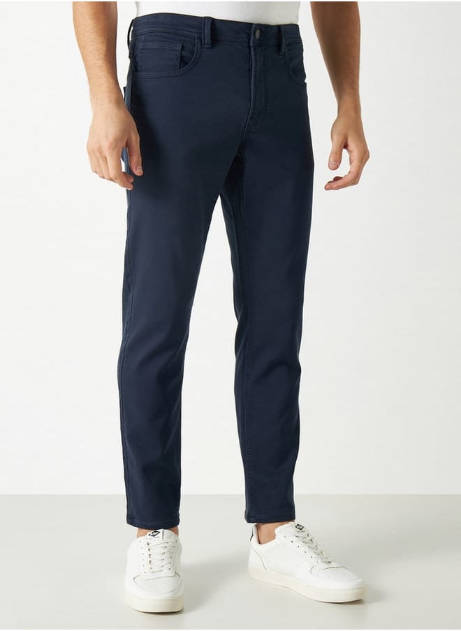 Iconic Iconic Soft Knit Trousers with Button Closure and Pockets  - Image 2