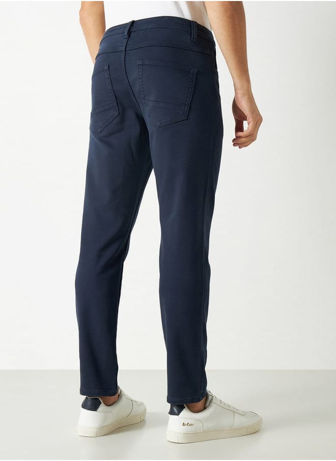 Iconic Iconic Soft Knit Trousers with Button Closure and Pockets  - Image 4