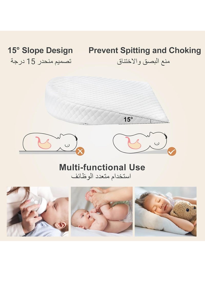 Baby Wedge Pillow 39 * 31 * 11CM,Soft Round Crib Wedge Pillow With Washable Cover,Feeding Pillows for Reflux Baby Sleep, Breathing Difficulty