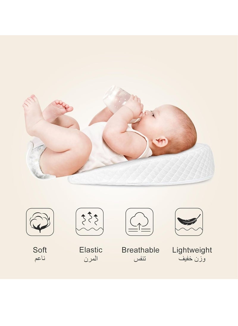 Baby Wedge Pillow 39 * 31 * 11CM,Soft Round Crib Wedge Pillow With Washable Cover,Feeding Pillows for Reflux Baby Sleep, Breathing Difficulty