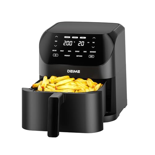 DEIME Air Fryer 6.2 QT Large Capacity Oilless Hot Air Fryers Oven 1500W Healthy Cooker with 8 Presets, Digital LCD Touch Screen, Visual Cooking Window, Non-Stick Basket, Included Recipe (Black-M) - Image 1