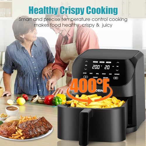 DEIME Air Fryer 6.2 QT Large Capacity Oilless Hot Air Fryers Oven 1500W Healthy Cooker with 8 Presets, Digital LCD Touch Screen, Visual Cooking Window, Non-Stick Basket, Included Recipe (Black-M) - Image 5