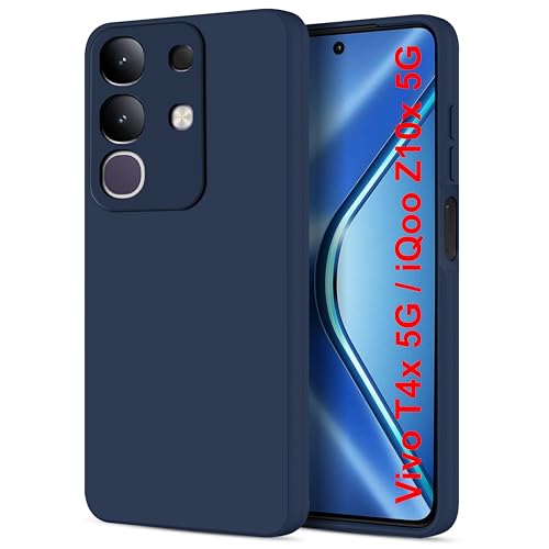 SBMS Silicone Back Cover Case for Vivo T4x 5G / iQoo Z10x 5G | Soft Micro-Fibre Lining Inside | Camera Protection Bump | Shockproof Back Cover Case for Vivo T4x 5G / iQoo Z10x 5G (Blue) - Image 1