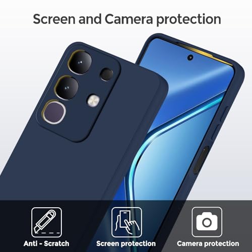 SBMS Silicone Back Cover Case for Vivo T4x 5G / iQoo Z10x 5G | Soft Micro-Fibre Lining Inside | Camera Protection Bump | Shockproof Back Cover Case for Vivo T4x 5G / iQoo Z10x 5G (Blue) - Image 2