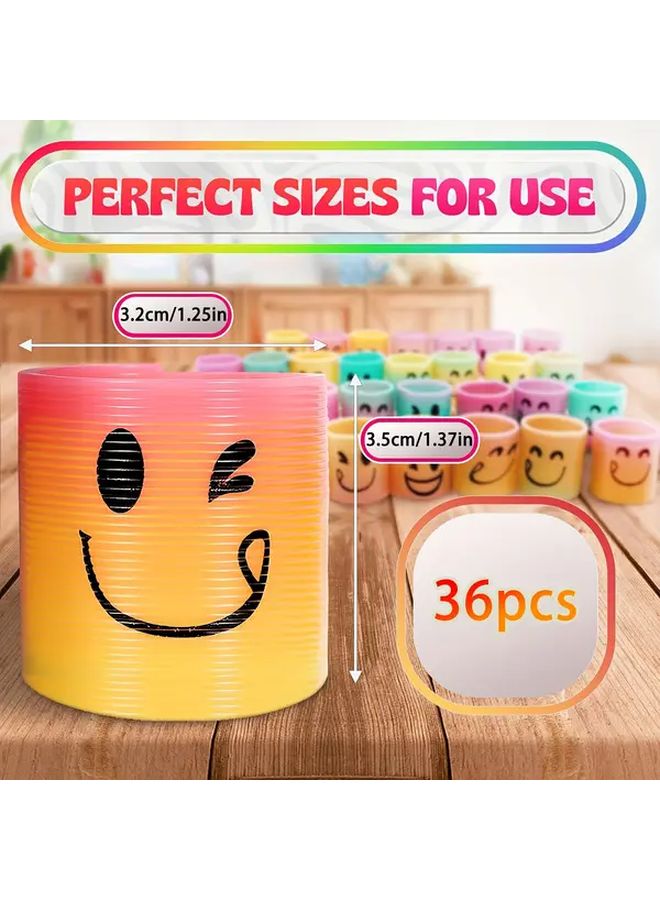 36 Pcs Random Colorful Stretchy Rings Fun Designs Mini Rainbow Circles Party Gifts - Image 3