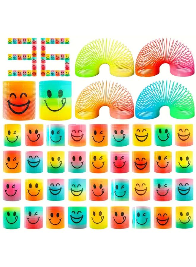36 Pcs Random Colorful Stretchy Rings Fun Designs Mini Rainbow Circles Party Gifts - Image 2