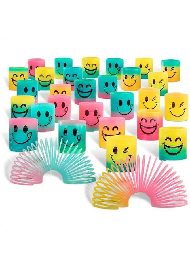 36 Pcs Random Colorful Stretchy Rings Fun Designs Mini Rainbow Circles Party Gifts - Image 4