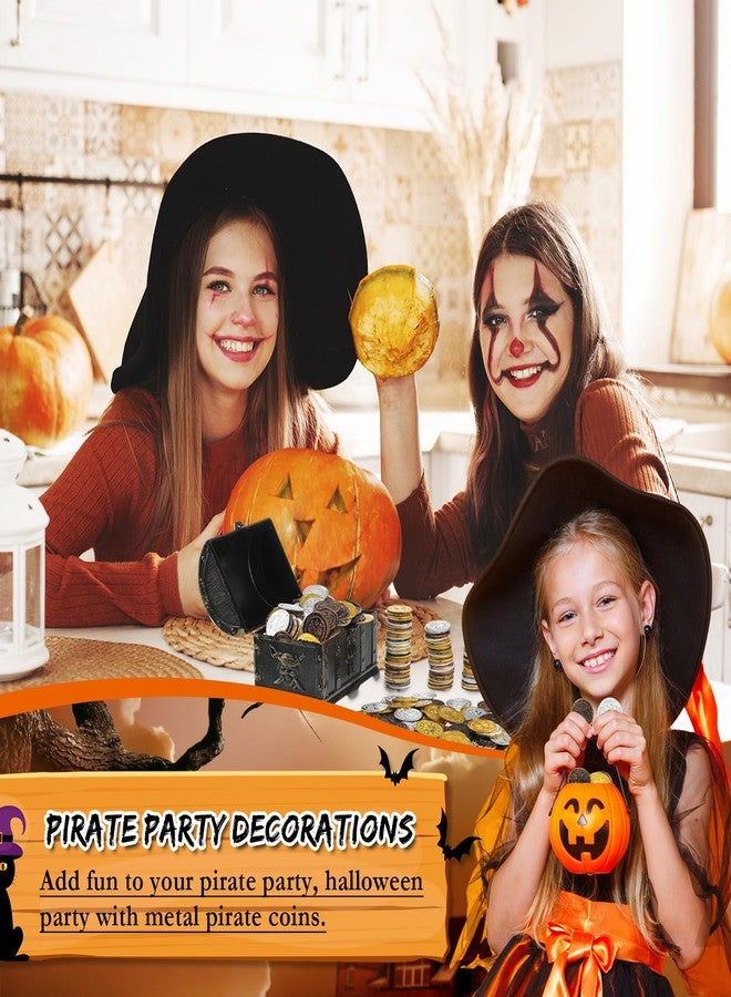 Hanaive 100 Pcs Pirate Coins Plastic Kids Fake Play Replica Spanish Doubloons St. Patrick's Coin for Pirate Party Treasure Chest Board Games Tokens Toys Cosplay (Gold, Silver, Bronze,Round) - Image 3