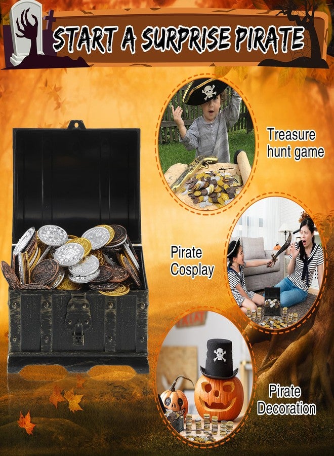 Hanaive 100 Pcs Pirate Coins Plastic Kids Fake Play Replica Spanish Doubloons St. Patrick's Coin for Pirate Party Treasure Chest Board Games Tokens Toys Cosplay (Gold, Silver, Bronze,Round) - Image 5