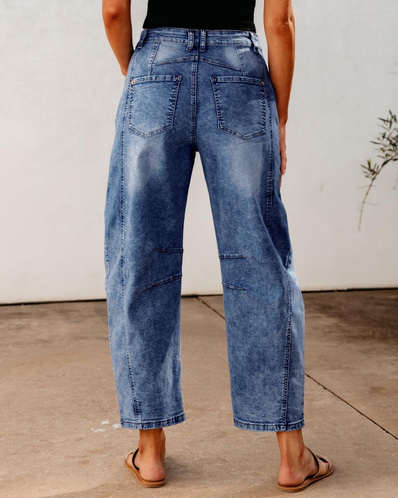 GRAPENT Womens Jeans High Waisted Women Barrel Leg Jeans Womens Balloon Jean Pants for Summer High Waist Jean Trousers for Spring Fall Winter Color Midnight Blue Large Size 12 Size 14 - Image 2