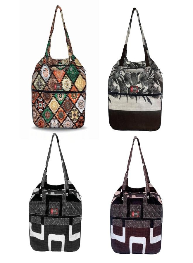 Temoli Women Shoulder Handbag Shopping Bag Travel Cross Body Bag for Daily Use Mother Work Beach and Grocery,Design 15,4PCS - Image 1