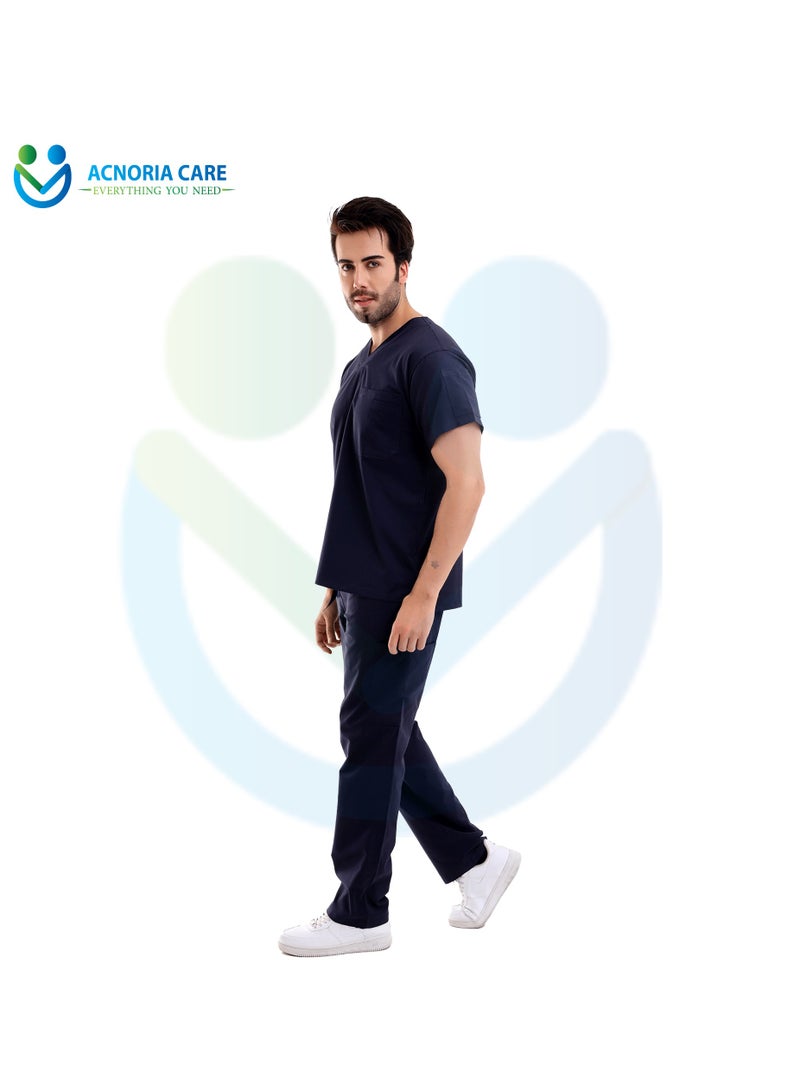 ACNORIA CARE Men's Medical Scrubs Consisting Of Two Pieces A 100% Cotton Blouse And Pants Dark Blue Color - Size L - From Acnoria Care - Image 2
