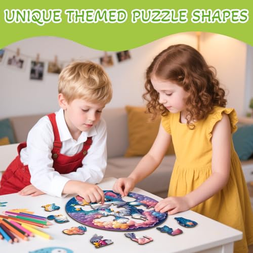 AEEKDOOK 50 Piece Puzzles for Kids Celestial Kitten Wooden Puzzles for Kids Ages 46 Kids Puzzle with Unique Animal Shapes Easter Puzzles Gift for Boys and Girls 114 114 in - Image 5