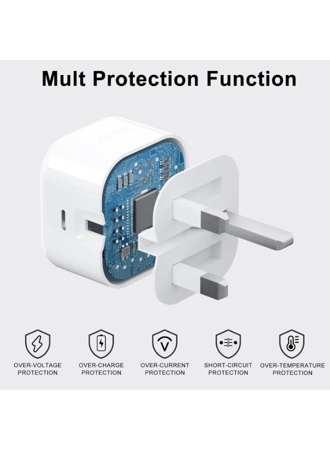 إي وورلد شاحن سريع 20 واط PD بمنفذ USB-C مع كابل تايب C إلى لايتنينج، شاحن حائط سريع لهواتف آيفون 14 و13 و12 و11 برو ماكس بلس وآيباد برو، تصميم مدمج للسفر - Image 5