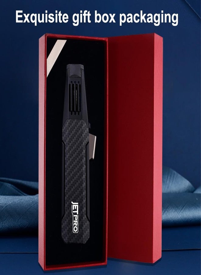JETPRO Butane Torch Lighter One-Hand Operation Lighter Adjustable Jet Flame with safety lock Kitchen Cooking Torch Gift Box Package (Butane Gas Not Included) (Black) - Image 5