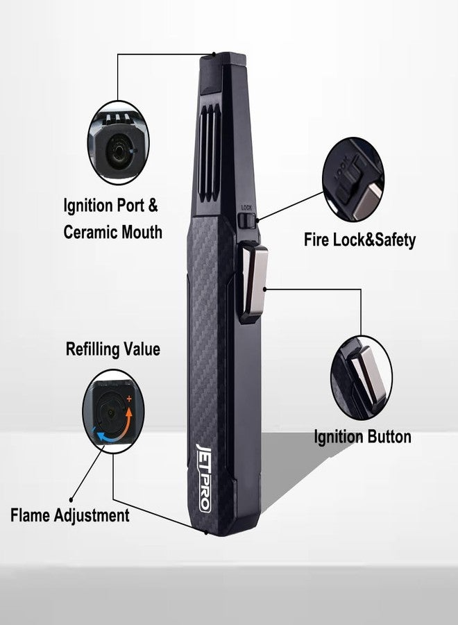 JETPRO Butane Torch Lighter One-Hand Operation Lighter Adjustable Jet Flame with safety lock Kitchen Cooking Torch Gift Box Package (Butane Gas Not Included) (Black) - Image 2