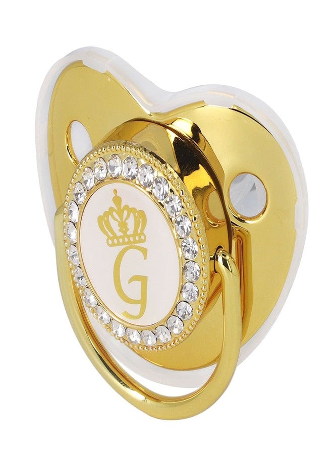 GLOGLOW Gold Letter Pacifier, Personalized Blanche Pacifier with Clip for Baby Girls Boys Bling Baby Pacifiers for Home Travel Baby Shower Essentials for Newborns Toddlers - Image 1