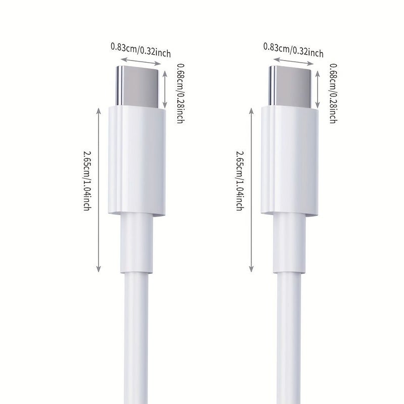 USB C to USB C Cable 6.6ft White 60W Fast Charging for iPhone 15 iPad Pro - Image 3